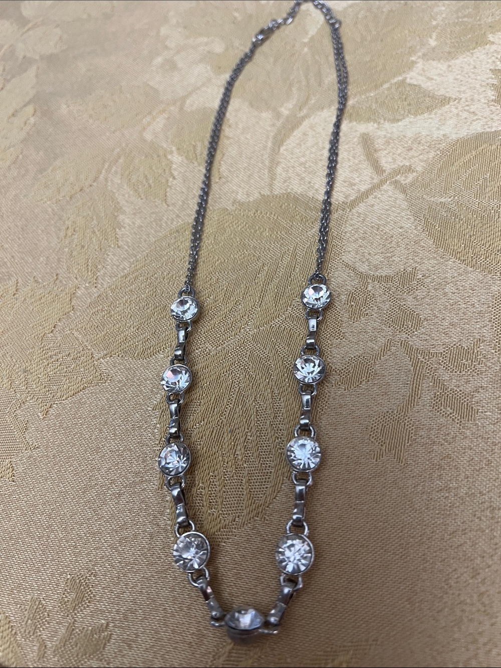 paparazzi Silver and Clear Crystal Station Necklace